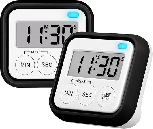 Timer, Kitchen Timers for Cooking Classroom Timer for Kids Teachers Magnetic Digital Timers 2 Pack, Black