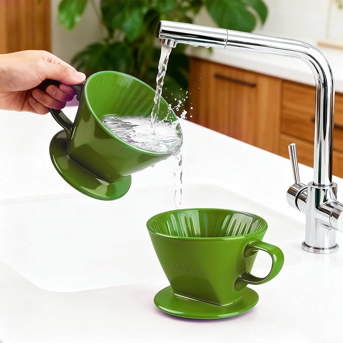 Ceramic Pour Over Coffee Dripper, V-Shaped Coffee Filter Cone | Brews rich, balanced coffee with a 3-hole design for smooth extraction and consistent flavor in every cup.