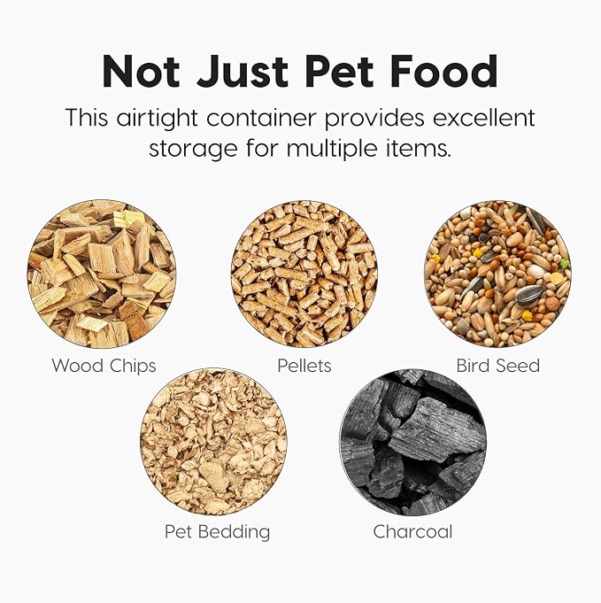 IRIS USA Dog Food Storage Container, Up to 58 lbs, Smoke Black, Made in USA | Wheels for Mobility, Airtight Seal, BPA-Free, Best for Bird Seed, Cat food, Cat Litter, Chicken Feed, Pellets