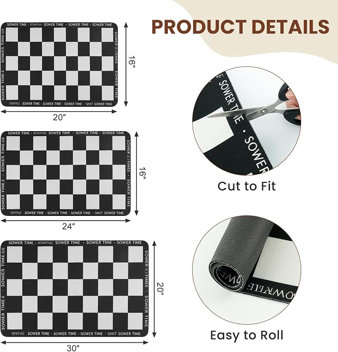 Coffee Mat Dish Drying,Non-Slip Easy Clean Sink Mat,Heat-resistant ,Fit Under Coffee Maker, Espresso Machine, Pot, Dish Rack (Checkerboard pattern, 16"x20")