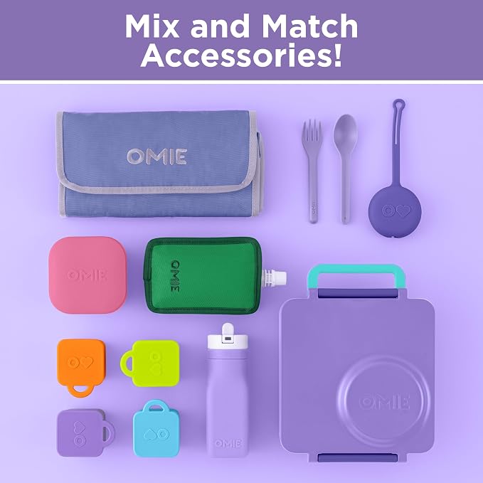 Omie OmieBox Kids Insulated Leakproof Bento Lunch Box with Food Jar (Purple Plum)