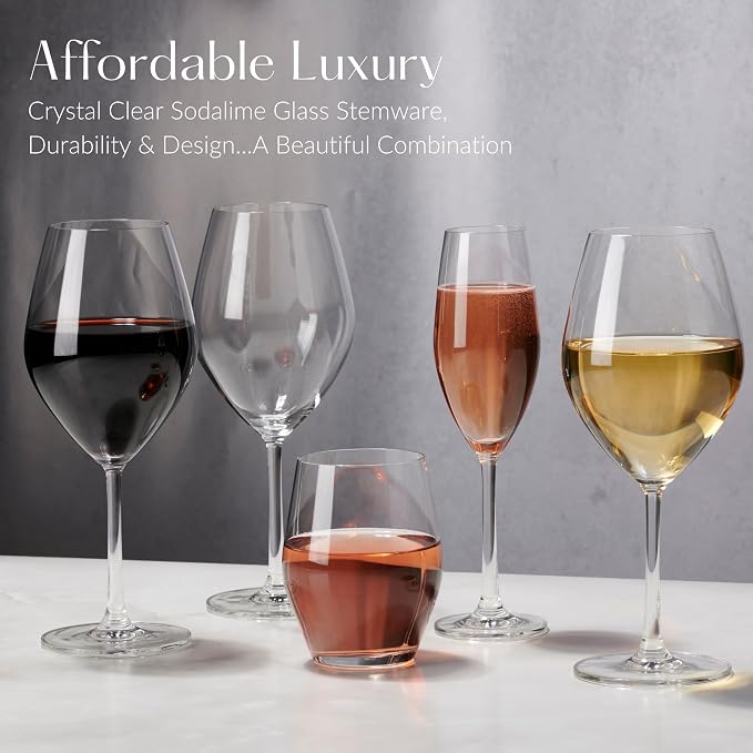 Anchor Hocking Red Wine Glasses, Sondria 21 Ounce Wine Glasses, Set of 8