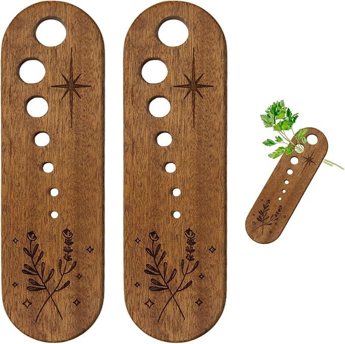2Pcs Wooden Vegetable Leaf Separator, Pottery Herb Stripper Tool Supplies, Fun Kitchen Gadgets, Exquisite Herb Stripper Bowl Gifts for the Kitchen Suitable for Home Use & Chefs