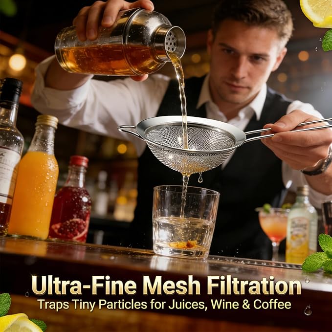 Anaeat Fine Mesh Strainers - Premium Stainless Steel Colander Sieve Sifters, with Durable Mesh and Sturdy Handle, Excellent for Sifting Dry ingredients, Flour, Pastas, Rice, Tea (2.8"）