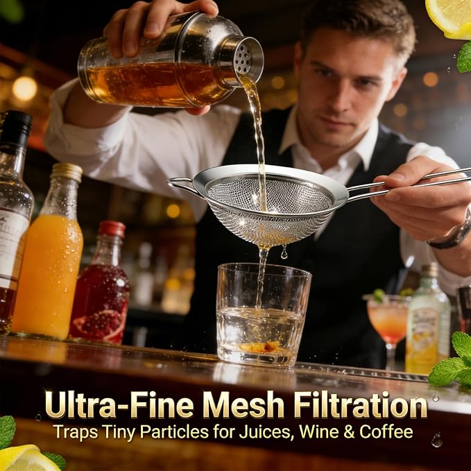 Anaeat Fine Mesh Strainers - Premium Stainless Steel Colander Sieve Sifters, with Durable Mesh and Sturdy Handle, Excellent for Sifting Dry ingredients, Flour, Pastas, Rice, Tea (5.5")