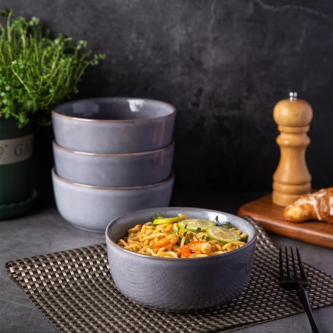AmorArc Stoneware Dinnerware Sets for 4, 12Pcs Plates and Bowls Sets Dishes | Ceramic Round Reactive Glaze Dishes Set, Highly Scratch Resistant | Dishwasher & Microwave Safe Dishware