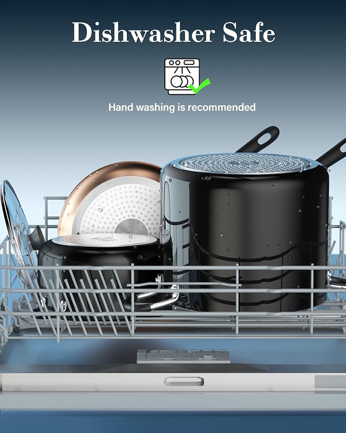 Cook N Home 10.5 Quart Non Stick Stock Pot with Lid, Large Pots for Cooking | Nonstick Soup Pot, Stockpot Induction Cookware - Oven & Dishwasher Safe, Black