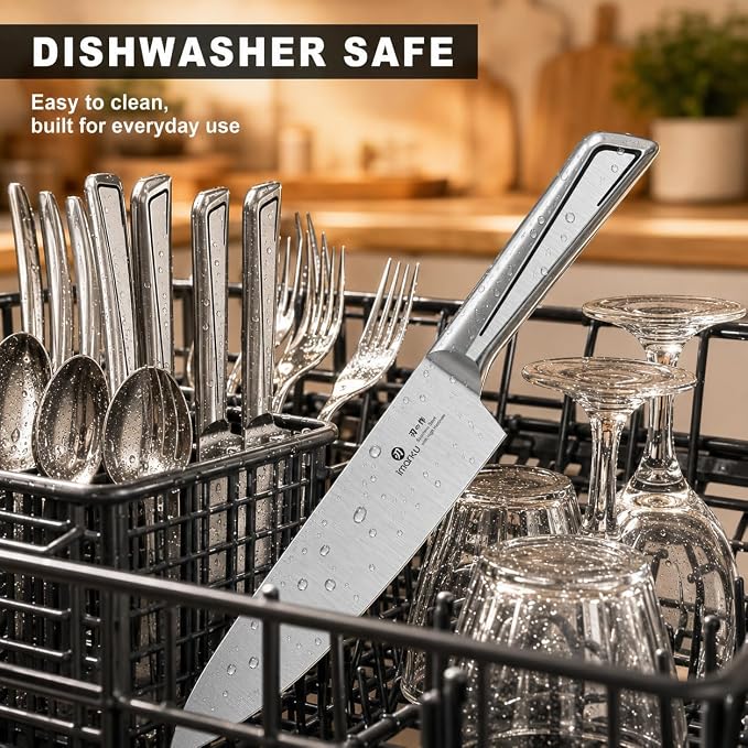 imarku 14-Piece Knife Set with Block, Pro power, home ease | Pro sharp high carbon steel. Self-sharpens easy. Ergo grip no fatigue. Safe non-slip home prep. Gift for homewarming