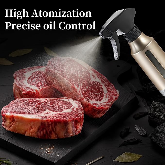 Olive Sprayer for Cooking,ABS Plastic Olive Oil Mister for Air Fryer Black Nozzel Dispenser Bottles Fat Reduction Glass Oil Control Spray Pot 6.35oz 180ml Capacity