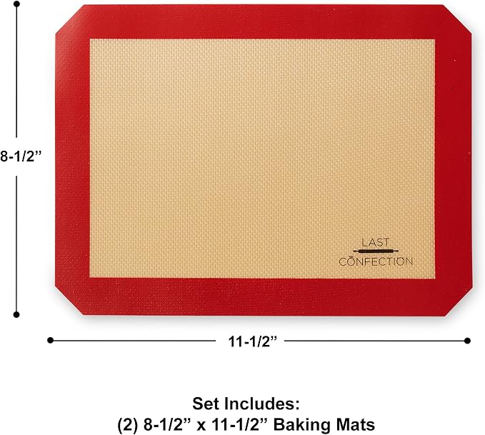 Silicone Baking Mat - Set of 2 Non-Stick Quarter Sheet (8-1/2" x 11-1/2") Professional Food Safe Tray Pan Liners