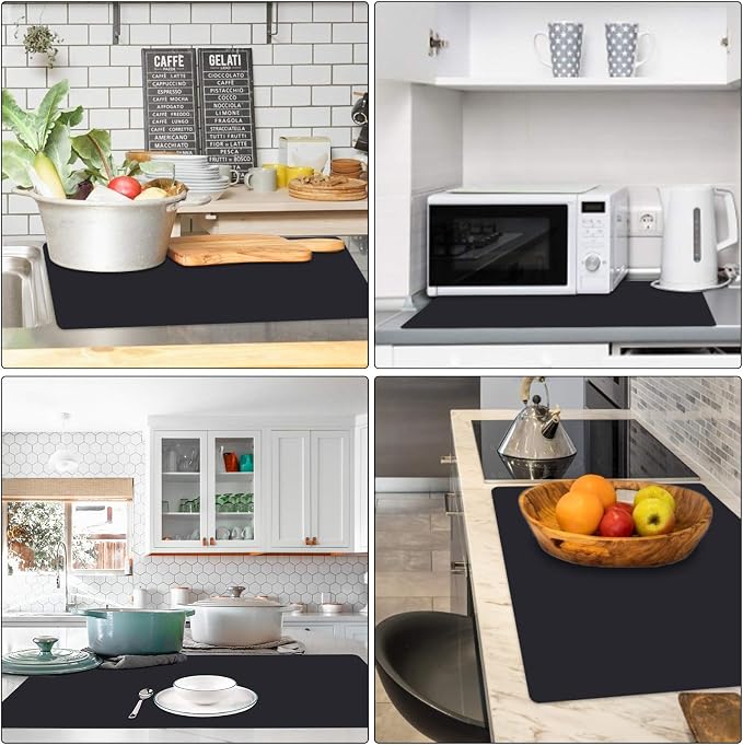 Silicone Mats for Countertop - 32"x 24"x0.06", Extra Large Multipurpose Mat, Counter Table Protector, Desk Saver Pad, Placemat Nonstick Nonskid Heat-Resistant Kitchen Pad, Black