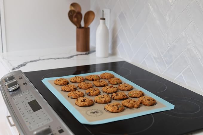 Macaron Baking Mat Silicone Non Stick, 3/4 Sheet Reusable Pack of 3 Blue | Non-Stick Macaron Mat for Easy Baking, Heat Resistant & Dishwasher Safe, Reusable & Eco-Friendly, For Cookies & More, 13x19”