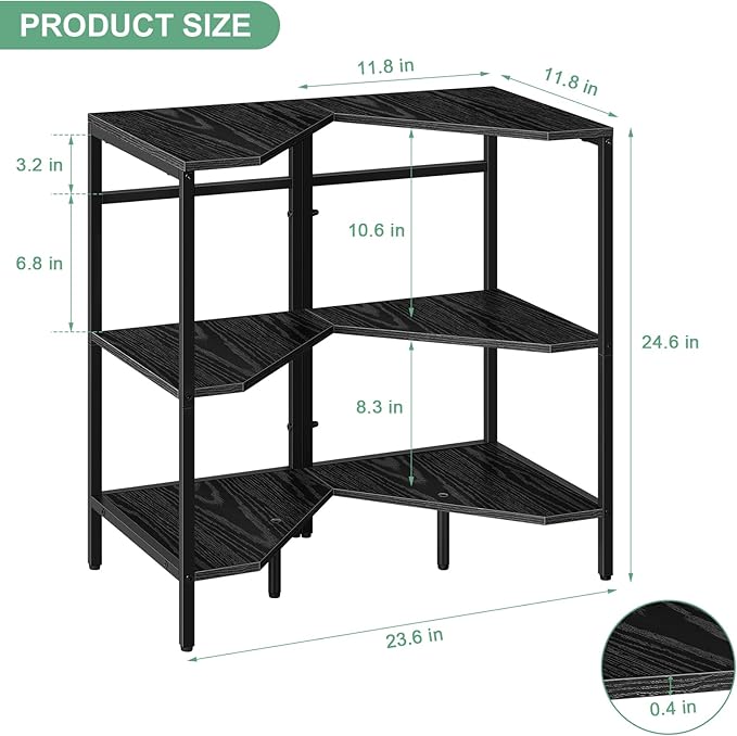 Under Pedestal Sink Storage Shelf 2 Pack Under Sink Organizers | 3-Tier Corner Shelf Stand Under Sink Storage Bathroom Vanity for Small Space,Bathroom Storage Rack Corner Shelves, Black