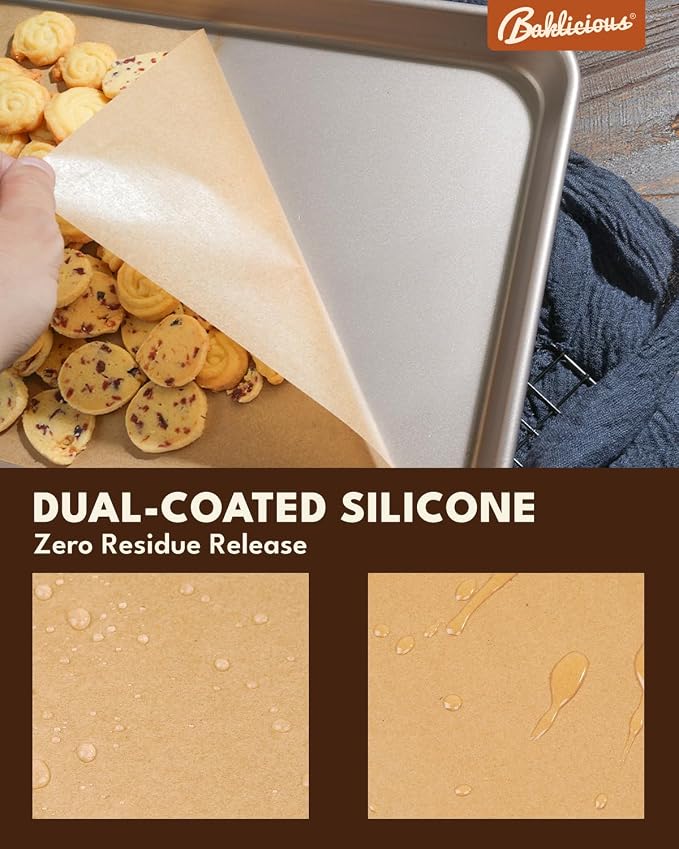Baklicious 16x24inch 100pcs Unbleached Precut Non-Stick Full Parchment Paper