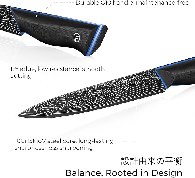 6 inch Chef Knife, Petty Knife with 67-Layer Damascus Steel, G10 Handle | Japanese Kitchen Utility Knife with Ergonomic Full-Tang Handle, 6 Inch Sharp Kitchen Knife with Gift Box - Zeus Series