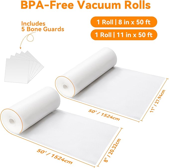 Wevac Vacuum Sealer Bags for Food 8x50 11x50 2 Rolls Fit Food Saver Machine | Sous vide, Freezer Safe, BPA-free, Commercial Grade, Heavy Duty Vacuum Sael Bags for All Sealer Machines, Meal Prep Meat Fish