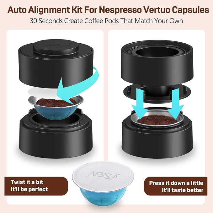 Nessus 100 PCS Original Aluminum Foil Lids from Vertuo Reusable Pods Kit, [ALSeal EZ FIT] for Nespresso Refillable Pods, Compatible with Nespresso Vertuoline Machine(Foil Seals Only)