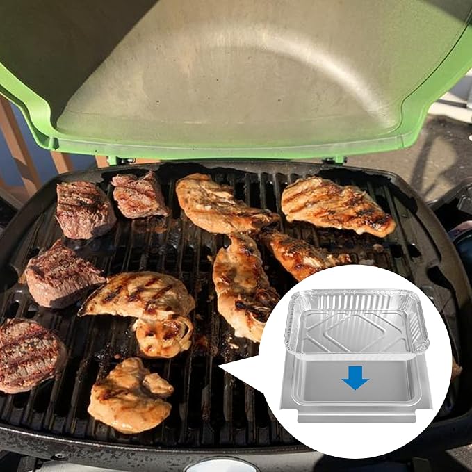 Uniflasy 80346 Catch Pan for Weber Q1200 Q1000 Grill Grease Drip Pan | Includes Grease Tray and 15-pack aluminum liners; fits Weber Q100 Q120 Q140 Q1400 grills, replaces 41887 6415