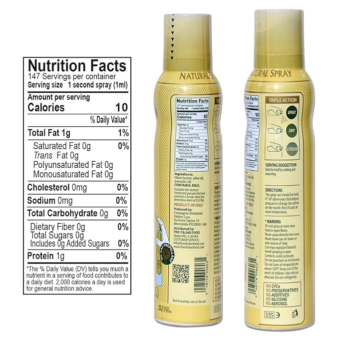 Mantova Ghee Oil, 100% Pure Cooking Oil Spray, Omega-3, perfect for healthy Keto snacks, baking, grilling, or cooking, our oil dispenser bottle lets you spray, drip, or stream with no waste, 5 oz