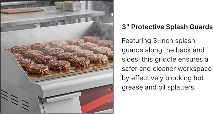 Commercial Electric Griddle 24", 208/240V, 2675W–3560W, for Restaurant