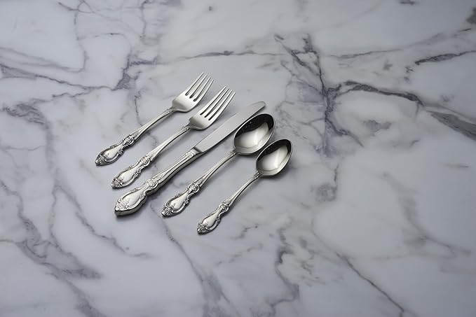 Oneida Louisiana Teaspoons Silverware Set for 4, Flatware | mirror finish, dishwasher safe | cutlery set for kitchen and dining, utensil set, kitchen gifts for women, heavy duty