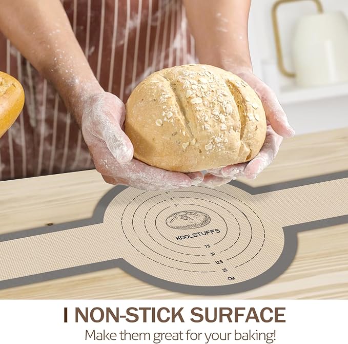 Koolstuffs Sourdough Silicone Bread Sling for Dutch Oven, 2 Pack | Long Handles for Dough Transfer, Nonstick Bread Release, Dishwasher Cleanup, Flexible Reusable Design, Round, Gray
