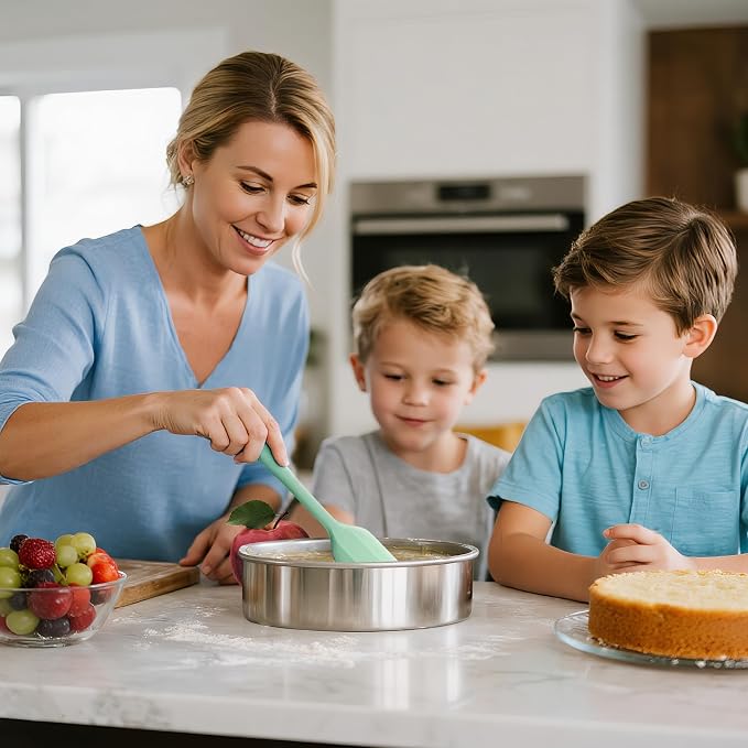 7 Inch Round Cake Pans, 3PCS Stainless Steel Cake Pan &100 Parchment Paper | AWTBDP Nonstick Heavy Duty Circle Cake Pan Tins Set for Birthday Wedding Baking Layer Cakes, Dishwasher Safe & Easy Release