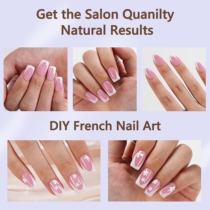 Misssix Deep French Tip Press on Nails, 150Pcs Short Square Berry Pink | French Tip Gel Fake Nails, No Need to File Tips Pre-lasting, Nail Tips for Nail Art DIY 15 Sizes