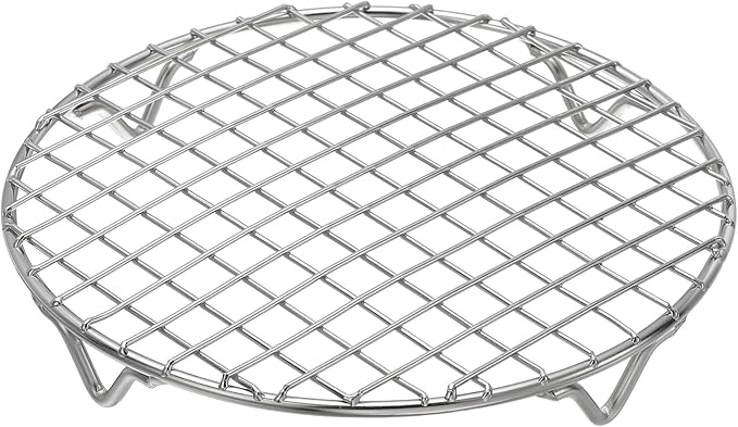 uxcell Round Cooking Rack 7.1 Inch Dia Stainless Steel Wire Cooling Steamer Rack for Baking Canning Cooking Roasting Cooling Grilling Drying, Silver