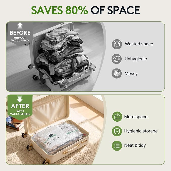 9+3 Packs Vacuum Bags for Travel with Rechargeable air Pump, 3 Sizes Vacuum Seal Bags for Clothing, Space-Saving Compression Storage Bags for Travel & Closet Organization