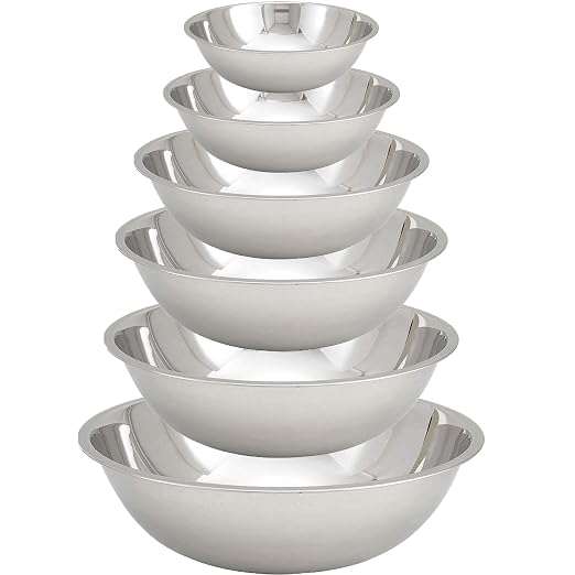 Tiger Chef Stainless Steel Mixing Bowls Set for Kitchen - Nesting Prep Bowls (Set of 6)