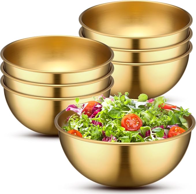 Nuogo 10 Pcs 4.7 Inch Gold Bowls Stainless Steel Esthetician Facial Bowls | Multi-use for Spa Facials Baking Serving, Christmas Wedding Decor, Professional Mixing Prep, Salad Fruit Candy Display Bowls