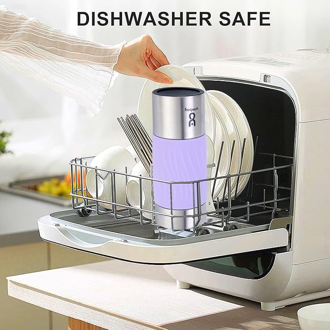 Travel Coffee Mug with 360°Lid, Travel Coffee Tumbler 16 oz Leak Proof, Stainless Steel Insulated Travel Mugs for Hot and Cold Spill Proof Leak Proof(Light Purple)