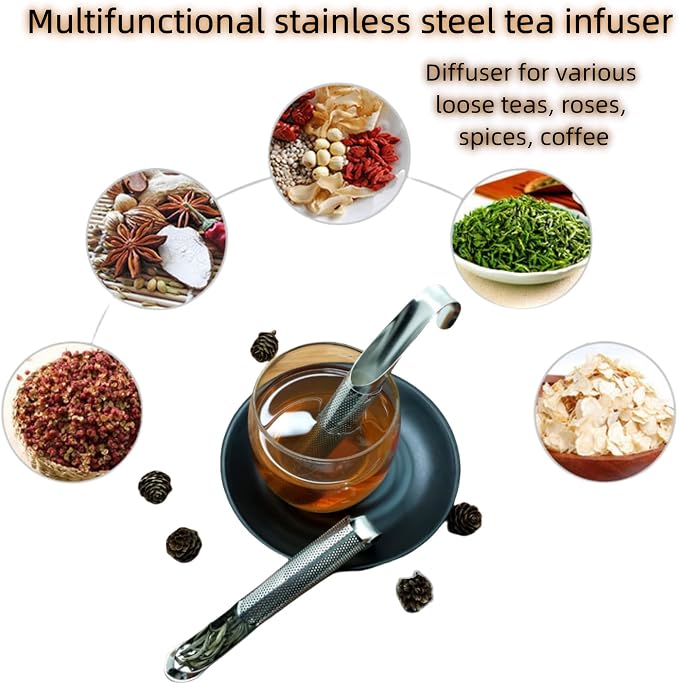 2 Sets Upgraded Version Tea Strainer, Tea Diffusers For Loose Tea，It Is Also Equipped With A Base And A Brush For Easy Placement，Tea Infuser For Loose Leaf Tea Applicable To Office, Home, Travel