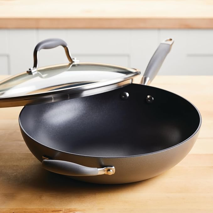 Anolon Advanced Home Hard-Anodized Nonstick Ultimate Pan with Lid and Helper Handle, Non Stick Frying Pan, 12-Inch, Moonstone