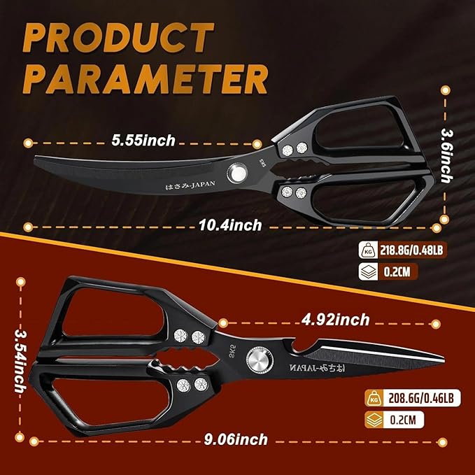 Huusk Kitchen Scissors for Food - Heavy Duty Kitchen Shears all Purpose | Japanese Stainless Steel Poultry Shears for Fish, Vegetables, Chicken Bones, Turkey, Comfortable Handles, Gifts for Women