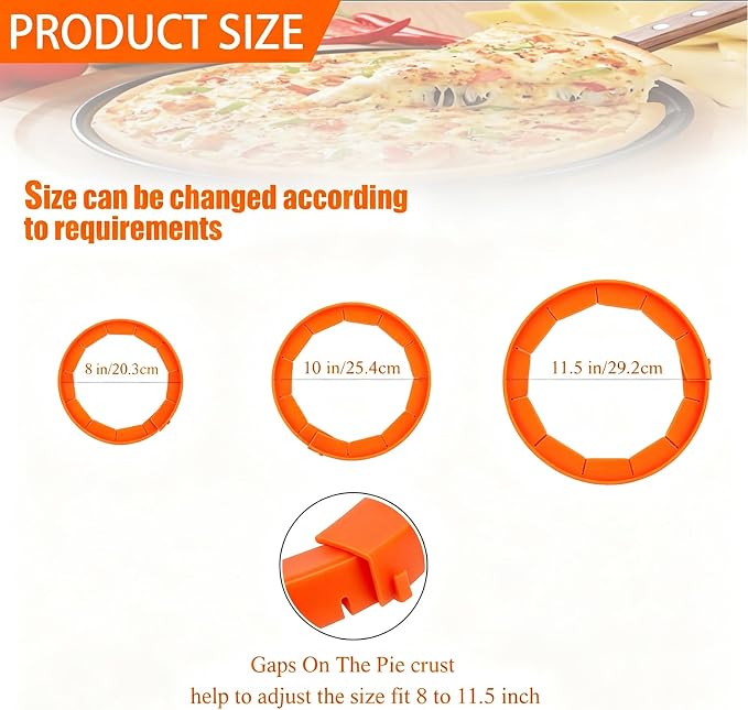 Easily Adjustable Silicone Pie Crust Protector, Fits8-11.5" Pie Crust | Food-Grade Pie Crust shield, Prevents Crust Edges from Burning,2 Anti-Slip Clips, Oven/Microwave/Dishwasher Safe,orange,2pcs
