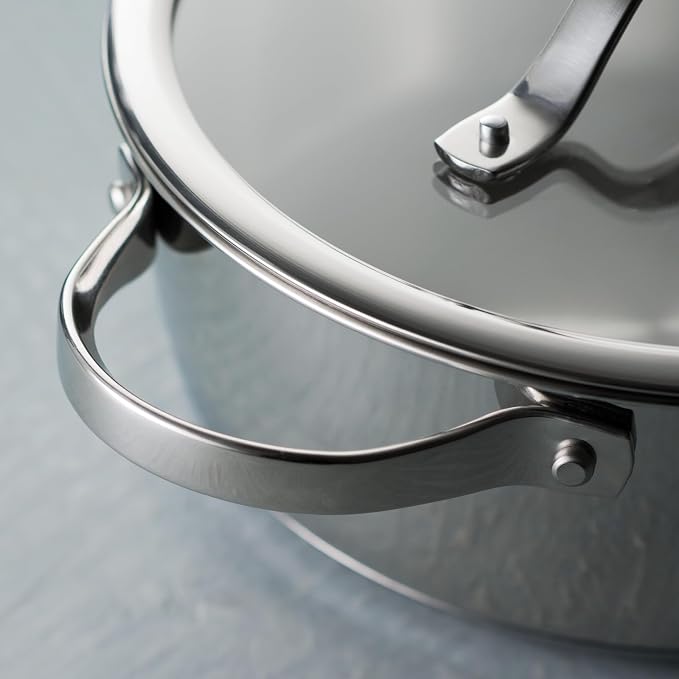 Tramontina Tempo Tri-Ply Base Stainless Steel 8-Qt Stock Pot with Lid | Induction-Ready Pasta Pot, Oven-Safe, Dishwasher-Safe