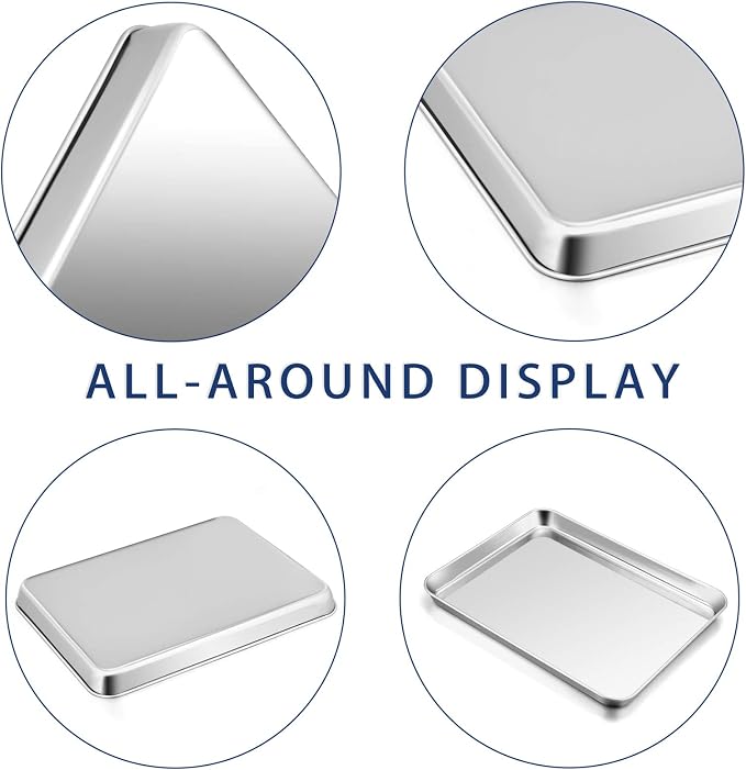 P&P CHEF Baking Sheet Pan, Stainless Steel Cookie Sheet, 16 Inch & 3 Pcs | Oven Tray Sheet Pan for Baking & Serving, Baking Tray for Multi Uses, Heavy Duty & Non-toxic, Rust Free & Dishwasher Safe