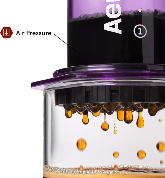 AeroPress Clear Purple Coffee Press, French Press, Pour-Over & Espresso Style