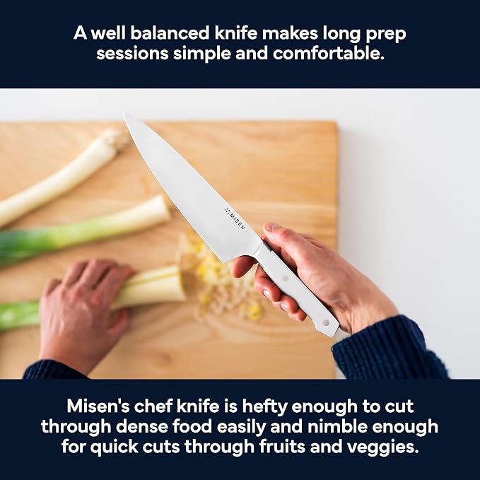 Misen 8 Inch Chef Knife, AUS-10 Japanese Stainless Steel - White
