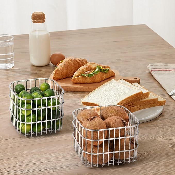 304SS Fruit Basket 1.5L Kitchen Storage Colander Produce Holder | 304 stainless steel, rust-resistant, breathable mesh, quick drainage, versatile countertop organizer, compact modern, durable