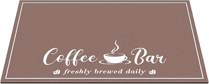 CooRug Fashion Coffee Mat, Dish Drying Mat 16" x 24" Brown | Hide Stain, Absorbent, Coffee Bar Accessories, Heat Resistant, Non-slip, Eco-friendly, Easy to Clean