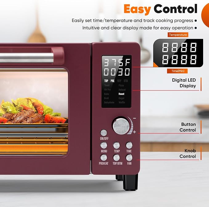 Nuwave Bravo Pro Convection Air Fryer Toaster Oven Combo | 2026 New Improved,10-in-1, 50°-450°F Control, Quick Even Crisp Tech, 21Qt, PFAS Free, Cinnamon
