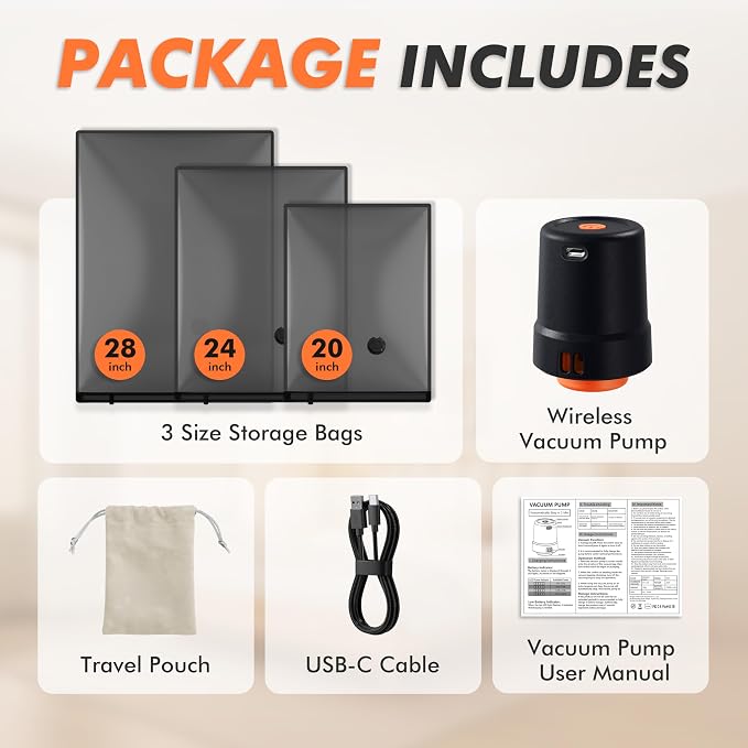 GONGSHI Vacuum Seal Bags for Clothing Travel & Home Storage, Travel Vacuum Bags with Pump,Space Saver for Blankets, Comforters, Pillows, Clothes,18 Combo