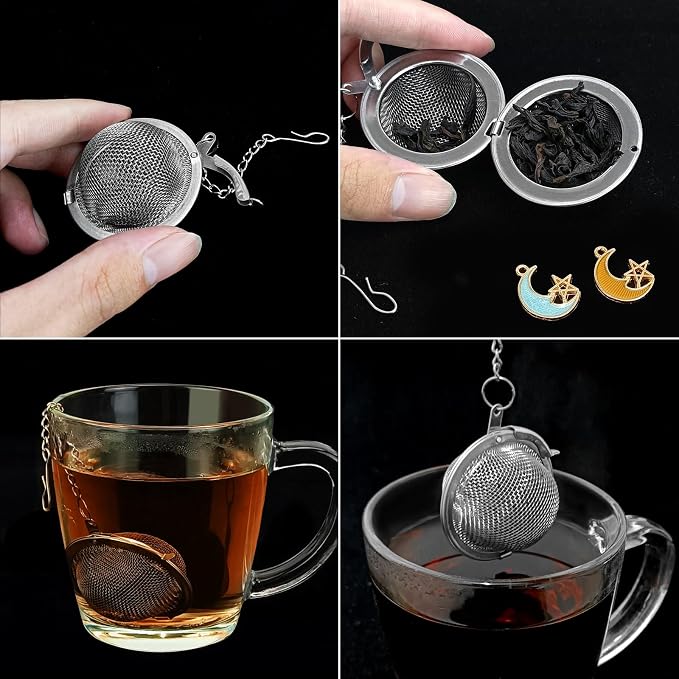 2Pcs Tea Infuser, 2.1 inch Tea Ball with Moon and Star Pendant,Tea Strainer | Stainless Steel,Tea Diffuser Tea Steeper for Filtering Tea,Tea Infusers for Loose Tea