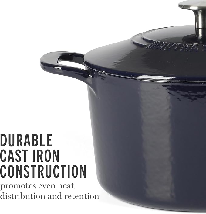 Martha Stewart Gatwick 4 Quart Enamel Cast Iron Dutch Oven - Navy Blue