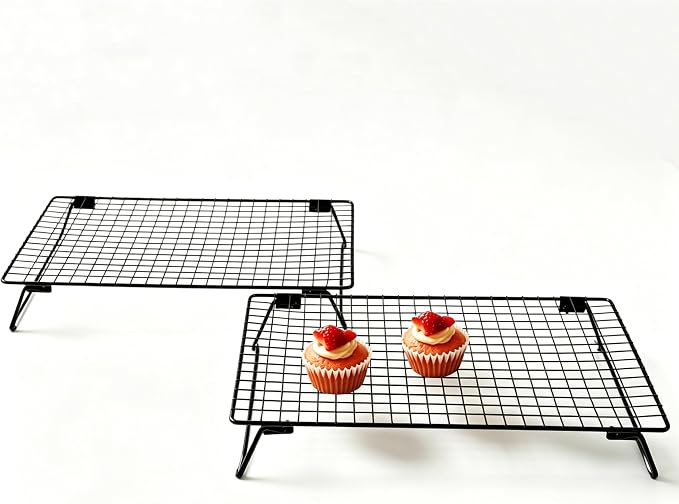 Cooling Racks for Cooking and Baking,13.4x9.4 Inch 2-Pack | This Durable Carbon Steel Wire Cooling Rack is Stackable, Ideal for Cookie Cooling, Roasting, and Making Jerky