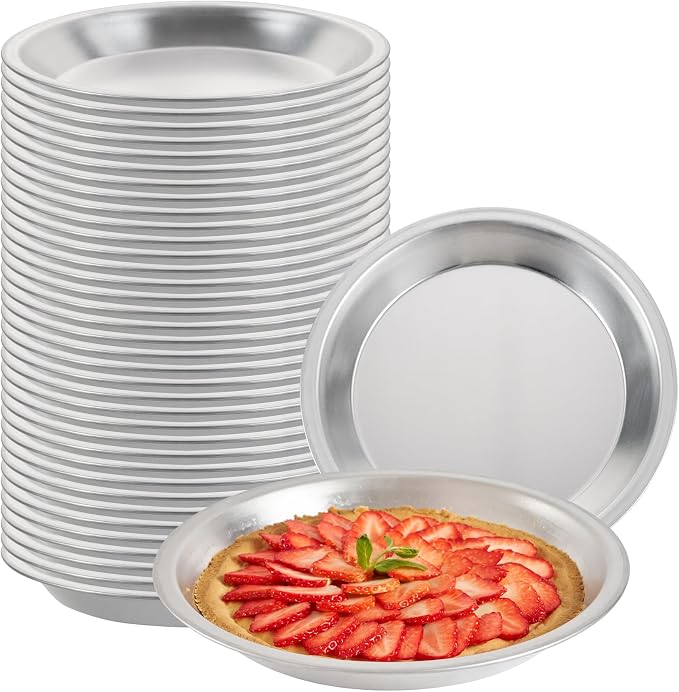 Restaurantware Aluminum Pie Pan 12 Count 10 Inch Round 1.25 Inch Deep Oven-Friendly Pie Tin, Lightweight Baking Pan, Silver Plate for Quiche, Fruit Pies, Home And Commercial Kitchens
