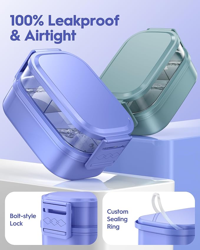 BiuLeon Bento Box Adult Lunch Box, 65 Oz Capacity Lunch Containers(Adjustable 2/3 Tier), BPA-Free, Leak-Proof and Stackable Bento Lunch Box, Microwave & Dishwasher Safe with Utensils(Macaron)